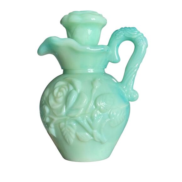 Vintage Avon Pitcher & Basin w/ Stopper Set Decanter Jadeite Empty Bath Bottle - Picture 3 of 10